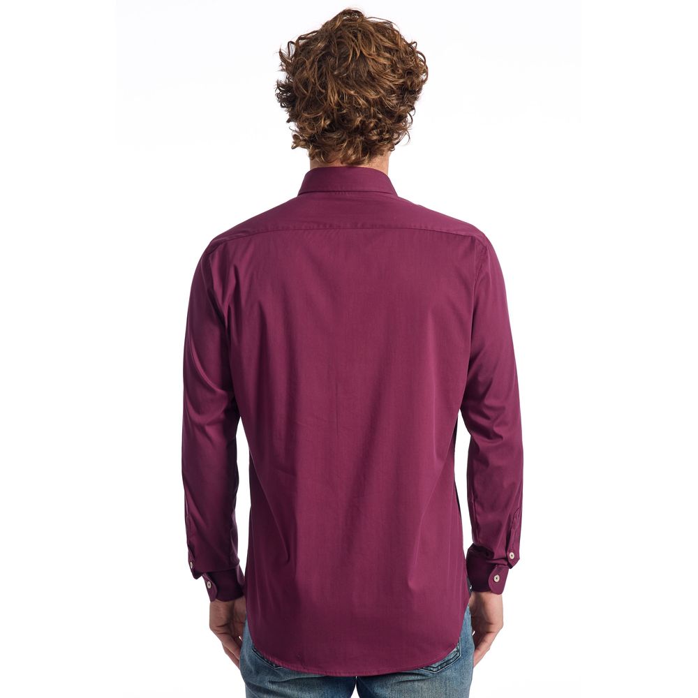 Baldinini Trend Burgundy Cotton Shirt for Men